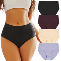 FINETOO High Waisted Seamless Underwear for Women Full Coverage Ladies Brief No Show Panties Regular&Plus Size Lingerie