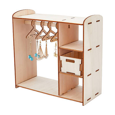 Assembled Wooden Doll Closet Earring Hanging Display Stands