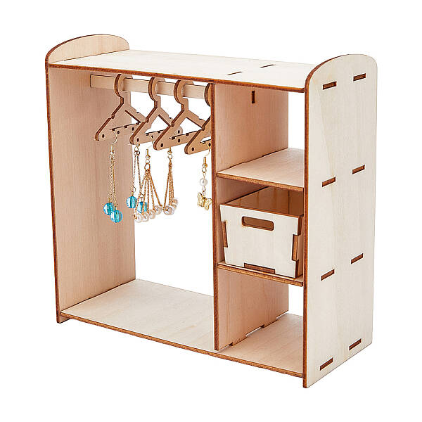 Assembled Wooden Doll Closet Earring Hanging Display Stands