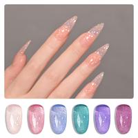 GAOY Glitter Jelly Gel Nail Polish Set of 6 Colors Including Pink Green Blue Purple Reflective Gel Polish Kit for Nail Art DI...