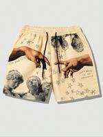 Men's Colorblock Star Print Drawstring Waist Shorts, Regular Fit Casual Comfy Shorts for Summer, Men's Bottoms for Daily Wear