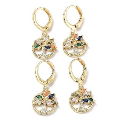 Real 18K Gold Plated Brass Dangle Leverback Earrings