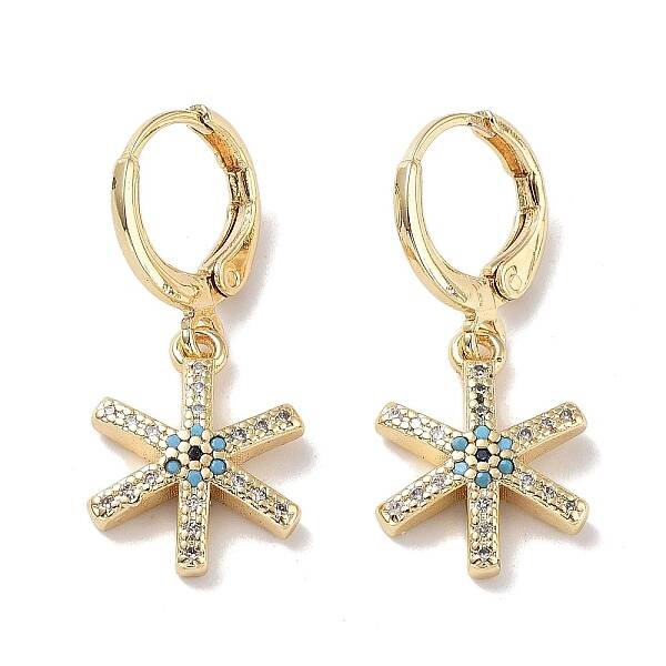Real 18K Gold Plated Brass Dangle Leverback Earrings
