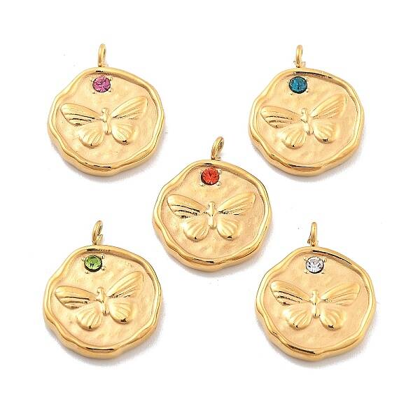 304 Stainless Steel Rhinestone Pendants
