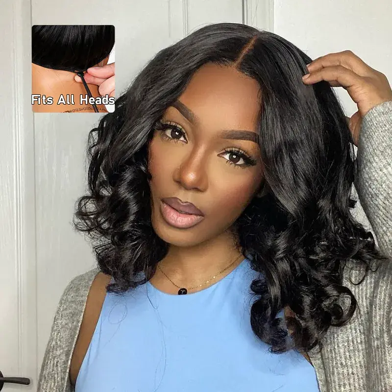 Glueless Bob V Part Wig Beginner Friendly Natural Scalp Thick Human Hair Wig