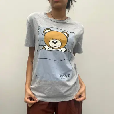 Underwear Moschino Graphic T-Shirt - Small Grey Cotton