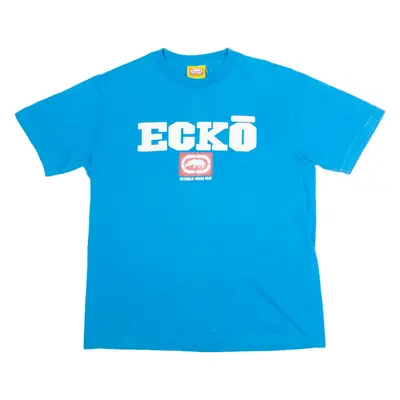 ECKO UNLTD Mens T-Shirt Blue Crew Neck L