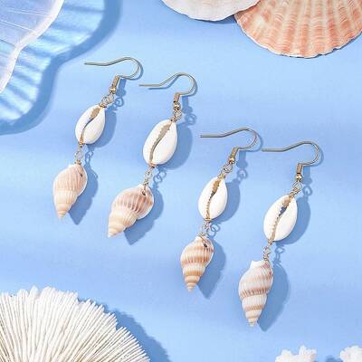 304 Stainless Steel Shell Shape Dangle Earrings