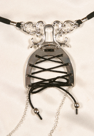 Women's Labia Surrounding Lace-Up Waist Band with Dolphin Top in Silver