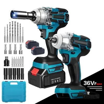 2025 NEW 36V Cordless Impact Wrench Kit | 4000mAh Rechargeable Lithium Drill Set | 2×4.0Ah Batteries + Fast Charger |  High ...