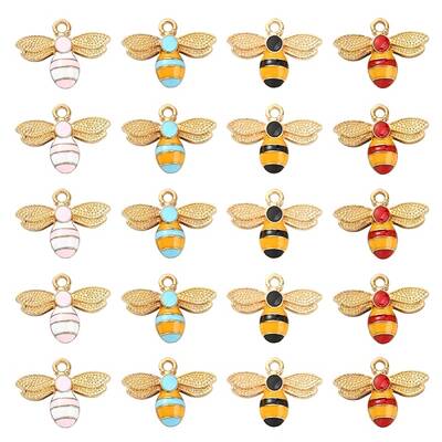20Pcs 4 Colors Alloy Enamel Pendants