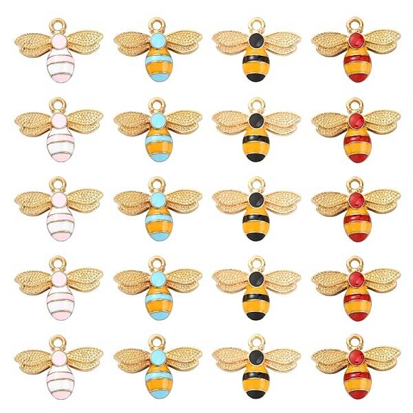 20Pcs 4 Colors Alloy Enamel Pendants