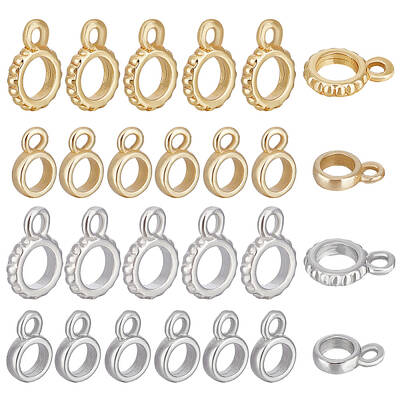 BENECREAT 28Pcs 4 Style Real 18K Gold Plated Tube Bails