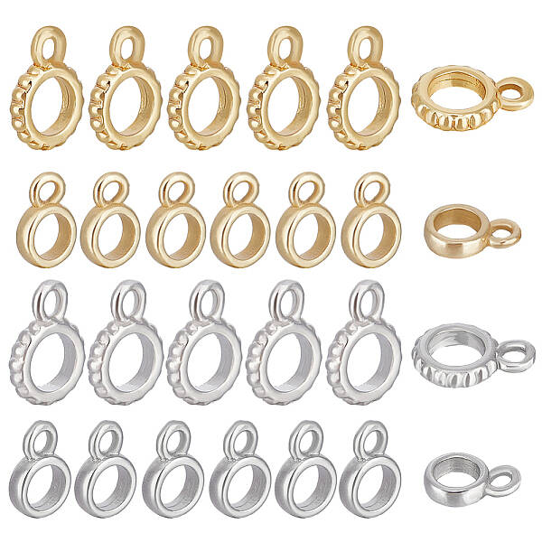BENECREAT 28Pcs 4 Style Real 18K Gold Plated Tube Bails