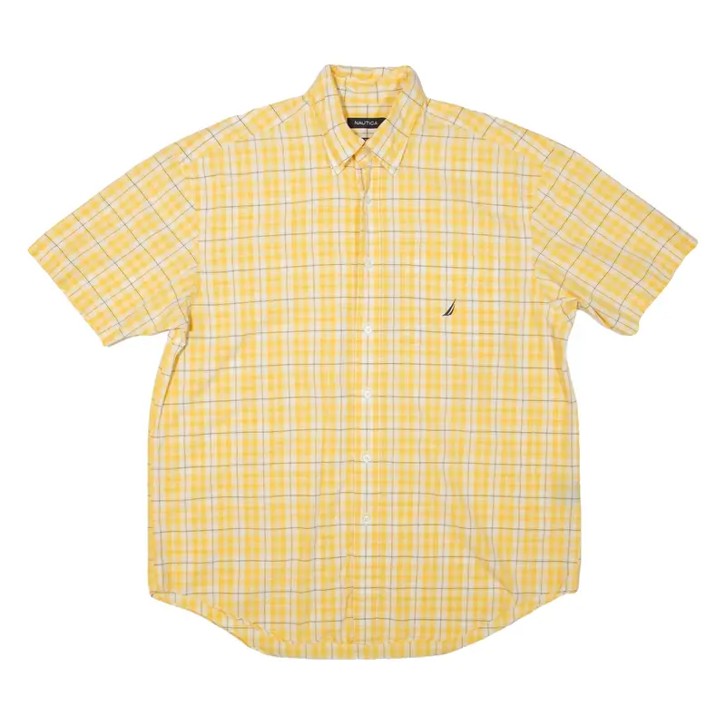 NAUTICA Mens Shirt Yellow Plaid L