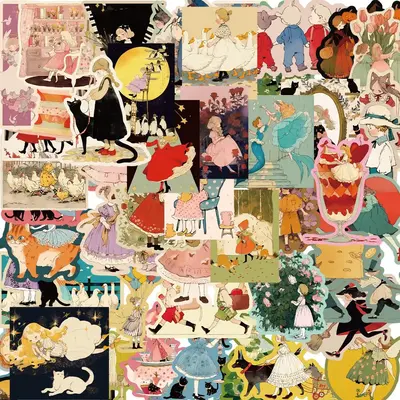 Fairy Tale Themed Sticker, 50pcs/set Waterproof Self Adhesive Decals, DIY Sticker for Gift Greeting Card Water Bottle Laptop ...