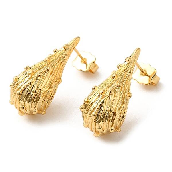 Real 18K Gold Plated Brass Stud Earrings
