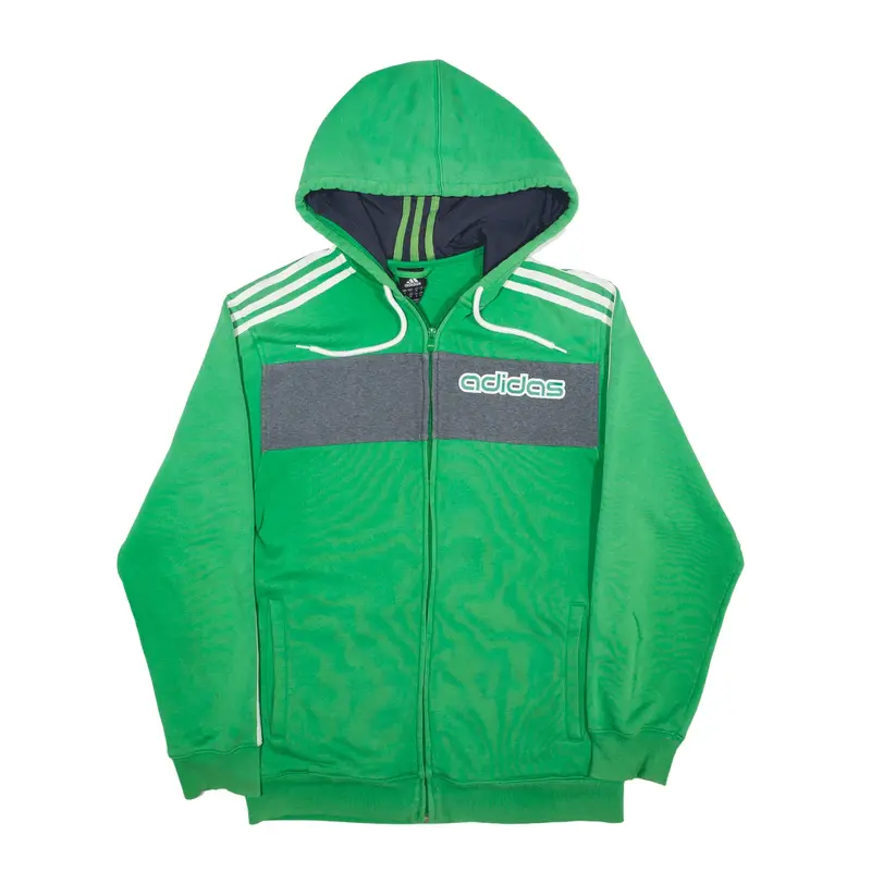ADIDAS Hoodie Green Full Zip Mens M