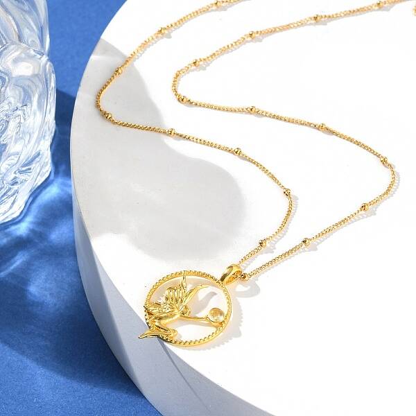 Brass Clear Cubic Zirconia Pendant Necklaces for Women