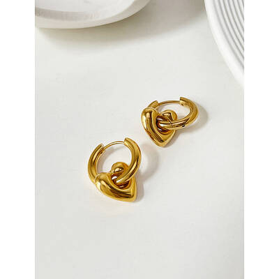 Heart 304 Stainless Steel Hoop Earrings