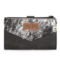 Wrangler Genuine Hair-On Cowhide Card Holder Bi-Fold Casual  Pattern Wallet everyday  purse Trendy Crossbody Commuter Bag wom...