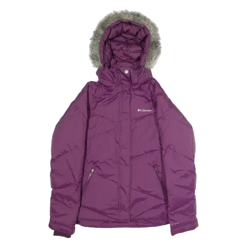 COLUMBIA Puffer Womens Ski Jacket Purple Nylon Hooded L