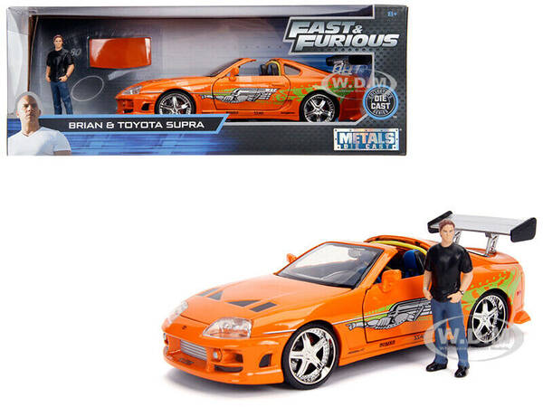 Toyota Supra Orange Metallic with Brian Diecast Figurine \