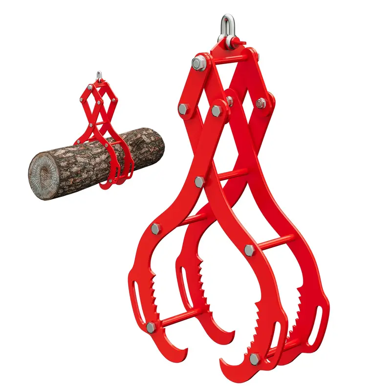 Garvee 32 Inch Log Lifting Tongs Heavy Duty Steel 4 Serrated Claw Hooks Swivel Handles for Tractors Trucks Lumber Skidding