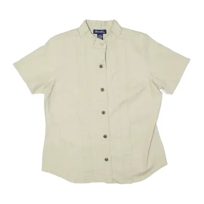 DENIM & CO Plain Shirt Beige Short Sleeve Womens M