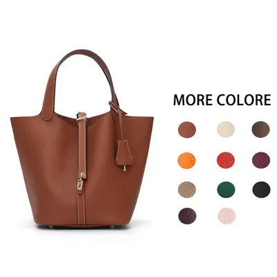 Women's Cowhide Solid Leather Handbags, withPouch Bag As Gift. Casual StylingShopper Stylish Handbag, a classic casual handhe...