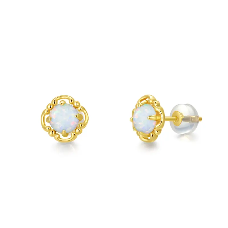 14K Gold Opal Stud Earrings