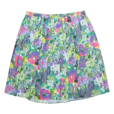 GUSCHI Pleated Womens A-Line Skirt Blue Short Floral L