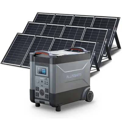 ALLPOWERS 4000W Solar Generator (R4000 + SP035 200W Solar Panel) R4000 +3PCS SP035 200W Solar Panel