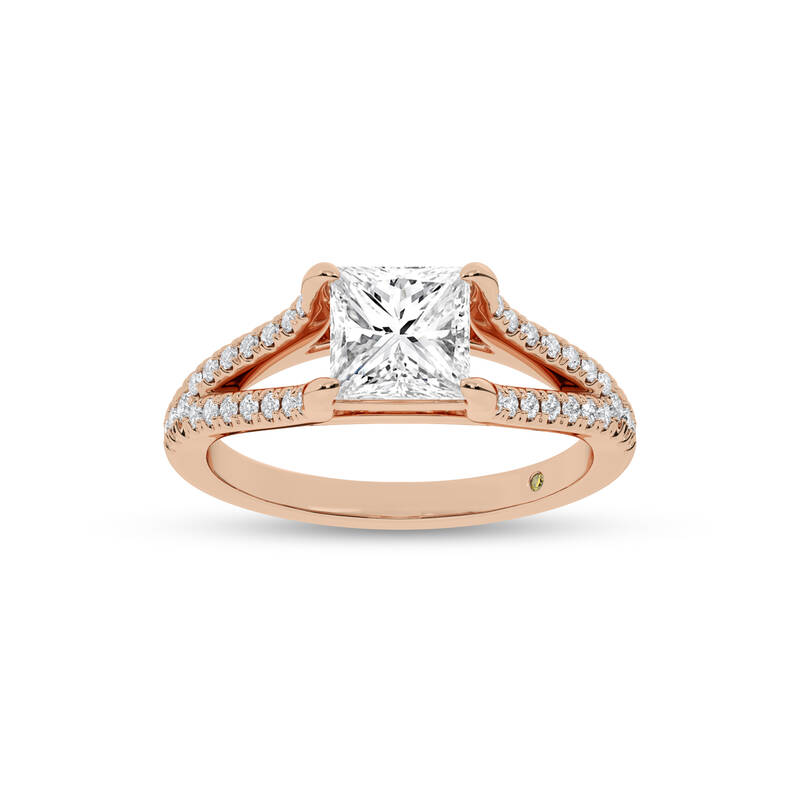 Delhi Split Shank Princess Cut Lab Grown Diamond Engagement Ring | 18K Rose Gold 2 3/4 CT. TW.