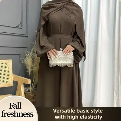 ăFallFreshnessăCL20 Women's Solid Color Elegant Abaya Dress, Wrinkle-free fabric Abaya Is Suitable For Daily Wear, Travel...
