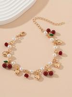 Fashionable Cherry & Heart Design Beaded Bracelet, Fashion Cute Jewelry for Party, Daily Clothing Decor, Trendy All-match &...