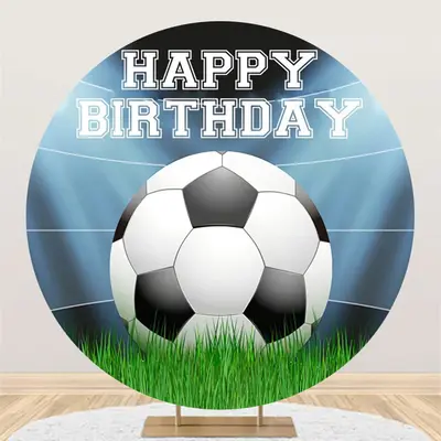Aperturee Football Game Circle Happy Birthday Backdrop For Boy | Birthday Backdrop Ideas | Round Backdrop Cover Diy | Circle ...