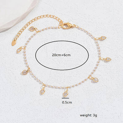 Boho Brass Micro Pave Cubic Zirconia Anklets for Women