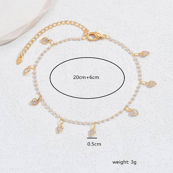 Boho Brass Micro Pave Cubic Zirconia Anklets for Women