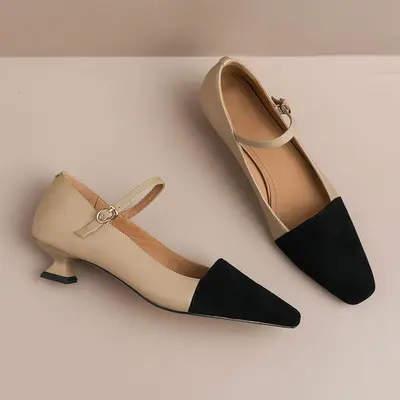 CHIKO Julita Square Toe Kitten Heels Mary Jane Shoes