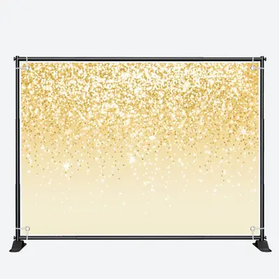 Voguish Golden Glitter Glisten Birthday Backdrop - Aperturee