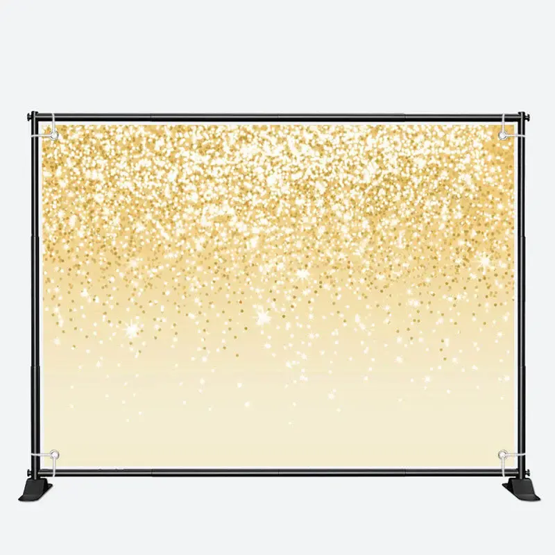 Voguish Golden Glitter Glisten Birthday Backdrop - Aperturee