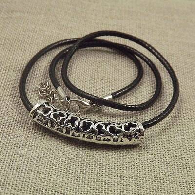 Jewelry Miao Yin Cang Yin Rose Hollow Bend Black Leather Rope Little Fish Lotus Female Short Necklace
