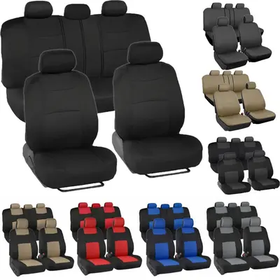 Car Seat Covers Full Set Breathable Cloth Front and Rear Split Bench Covers For Sedan SUV Car Automotive Interior Seat Cover