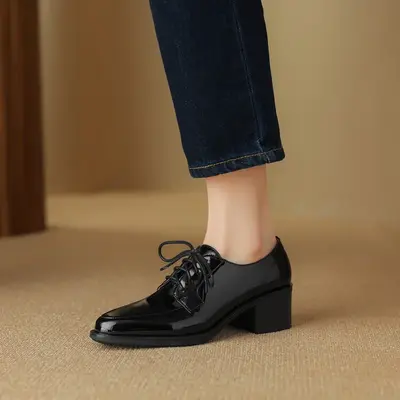 CHIKO Jenna Round Toe Block Heels Oxfords Shoes