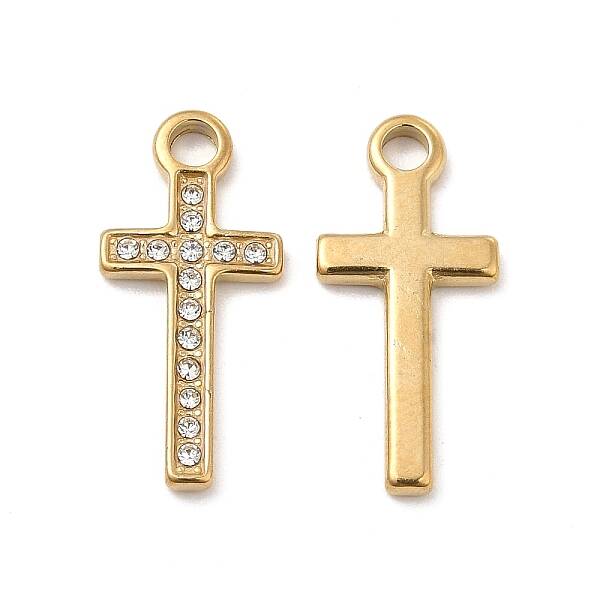 PVD Vacuum Plating 201 Stainless Steel with Rhinestone Pendants