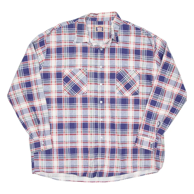 AMERICAN EDITION Mens Shirt Blue Check Long Sleeve 2XL
