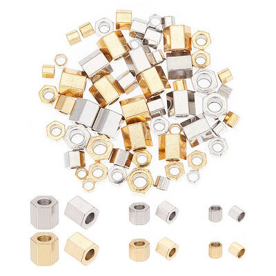 60Pcs 6 Styles 304 Stainless Steel Spacer Beads