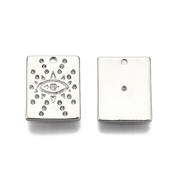 Brass Micro Pave Clear Cubic Zirconia Charms