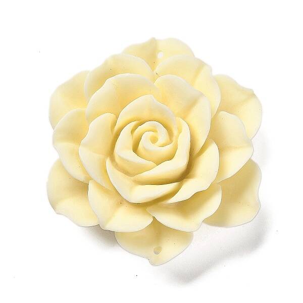 Synthetic Shell Dyed Carved Flower Connector Charms
